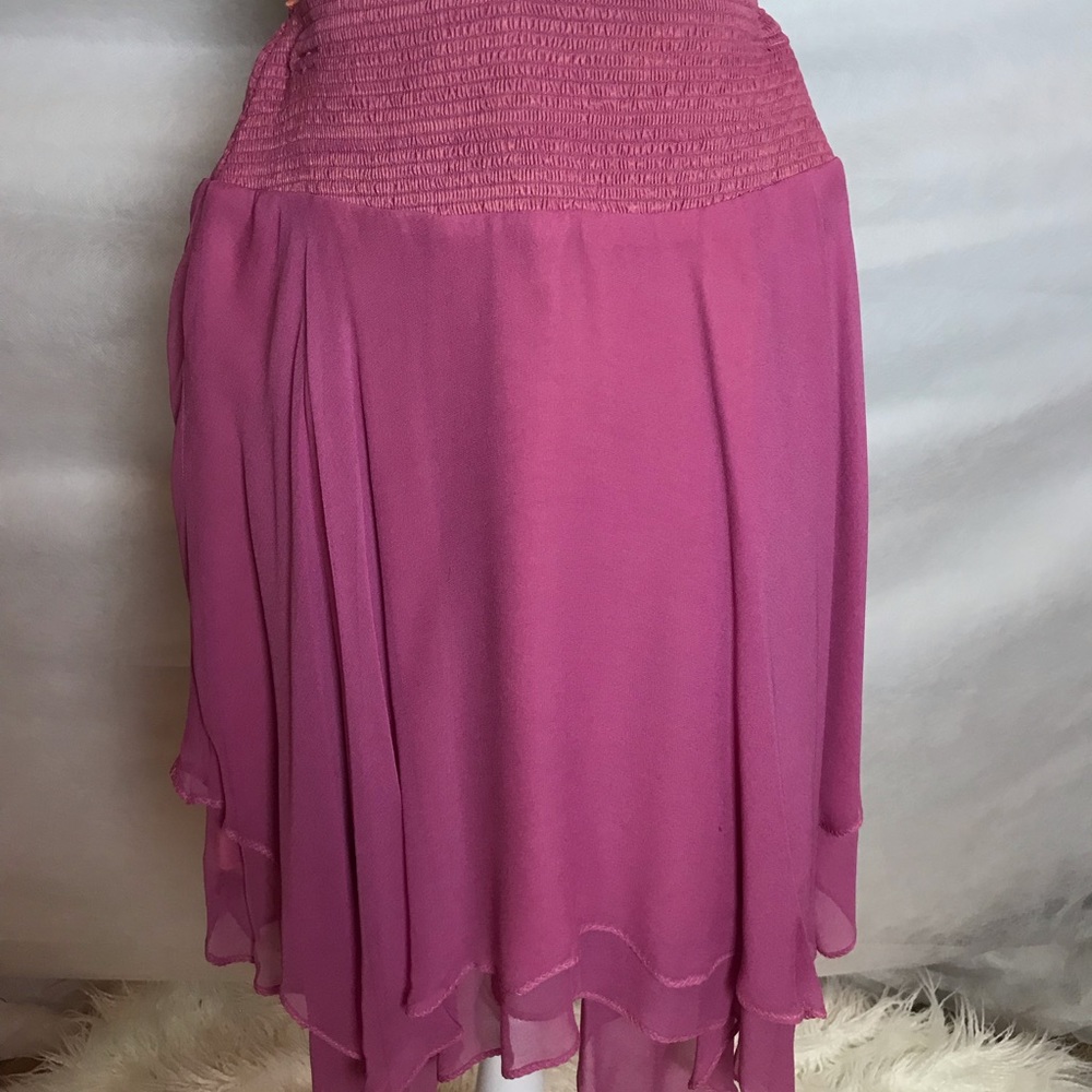 100% Silk Pink Handkerchief Pink Skirt - Sz Small
